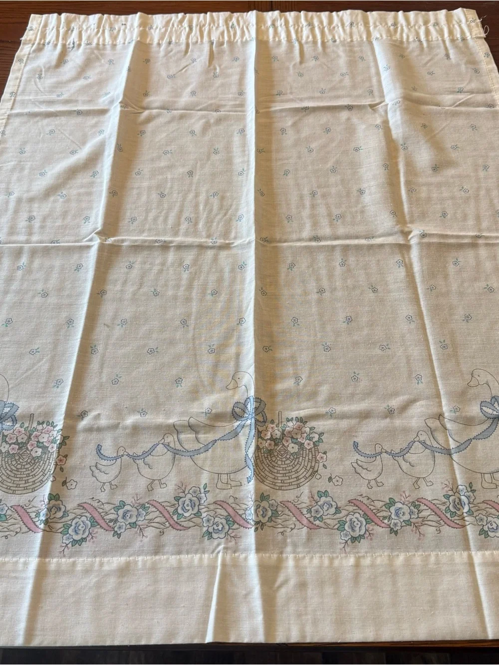 Vintage Rare Find! Goose Blue Ribbon Set 4 Kitchen Curtains Panels 28
